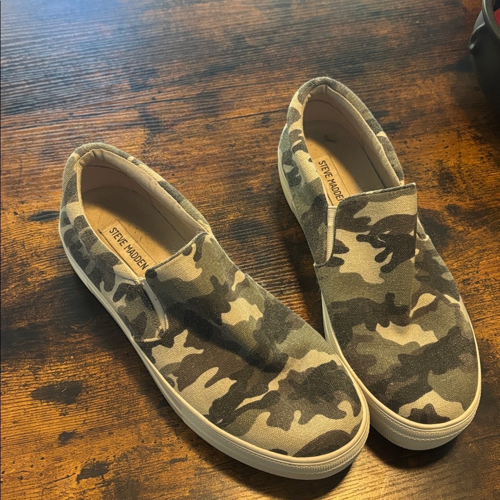 Steve Madden Camouflage Canvas Slip-Ons